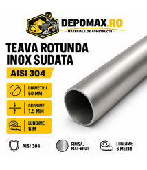 Teava rotunda inox sudata AISI 304, 50 x 1.5 mm, 6 metri